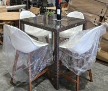 Monza Brown 32" x 32" High Table with (4) Chamonix Bar Stools