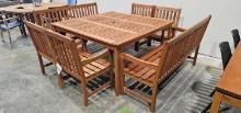426 59" x 59" Outdoor Dining Table with (4) 364 Matching Arm Chairs and (2) Matching Benches
