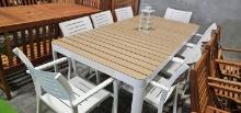 Portal 42" x 82" Outdoor Dining Table with (8) Port Nelson Aluminum Arm Chairs
