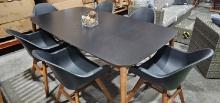 Chamonix Black 40" x 84" Dining Table with (6) Matching Chamonix Black Bucket Chairs