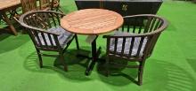 441 32'R Folding Table with (2) Ladder Back Wood Chairs