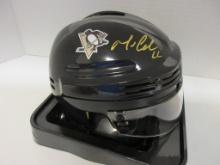 Mario Lemieux of the Pittsburgh Penguins signed autographed hockey mini helmet PAAS COA 828