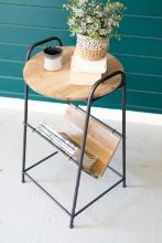 Kalalou Wood And Rustic Metal Side Table With Magazine Rack CJS1184