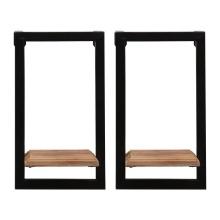 Stratton Home Scandinavian Metal And Wood Set Of 2 Wall Shelf With Black S16070