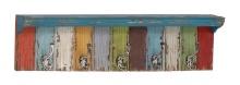 GwG Outlet Wall Shelf in Various Colors with Weathered Finish and 5 Hooks 55456