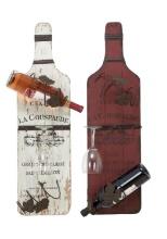 Woodland Imports Set of 2 Bottle Shaped Wine Racks for Bottles Stemware Kitchen Bar Decor 55941