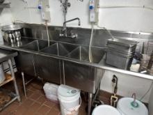 S/S 8 Ft (3) Compartment Sink with (2) Drain Boards & Spritzer