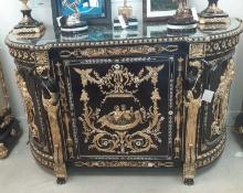 Black Marble and Mother of Pearl Commode -70 in w Glasstop