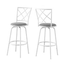 Monarch Contemporary Set Of 2 Swivel Bar Stool In White And Grey Finish I 2377