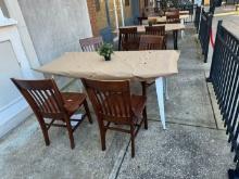Outdoor Metal Tables with (4) Wood Chairs