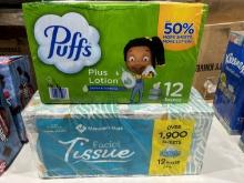 (2) Cases of Facial Tissues Puffs & Member's Mark