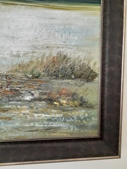 Signed Artwork by W Van - Boats on Shore - 53.5 x 41.5 in