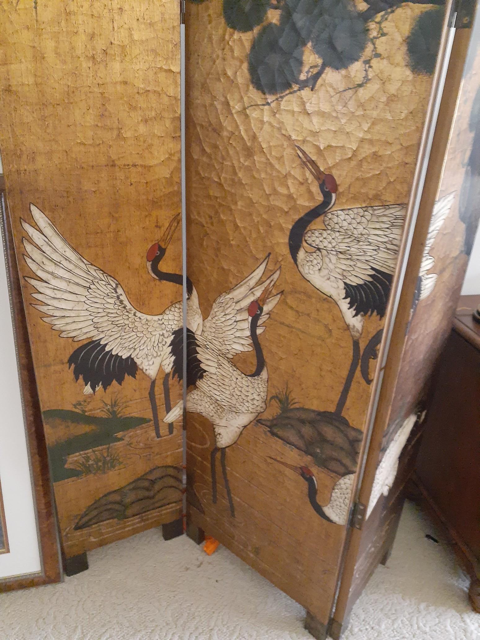 3 Panel - Room Divider -egrets - 72 inches