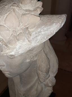 Bust of Lady wearing hat by Austin prods - 1979 - 20 inches tall - has been repaired