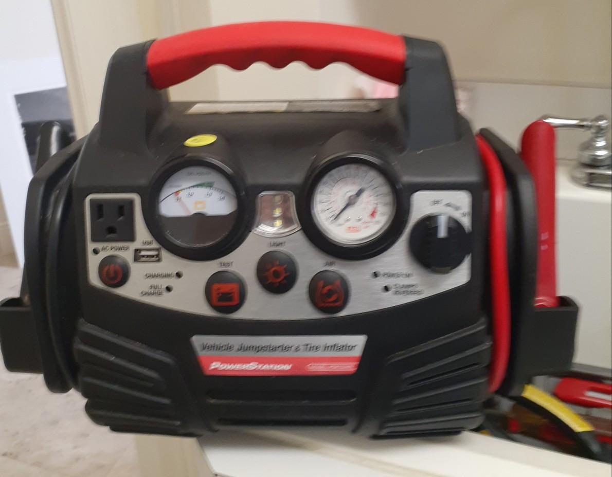 Vehicle Tire inflator and jump starter