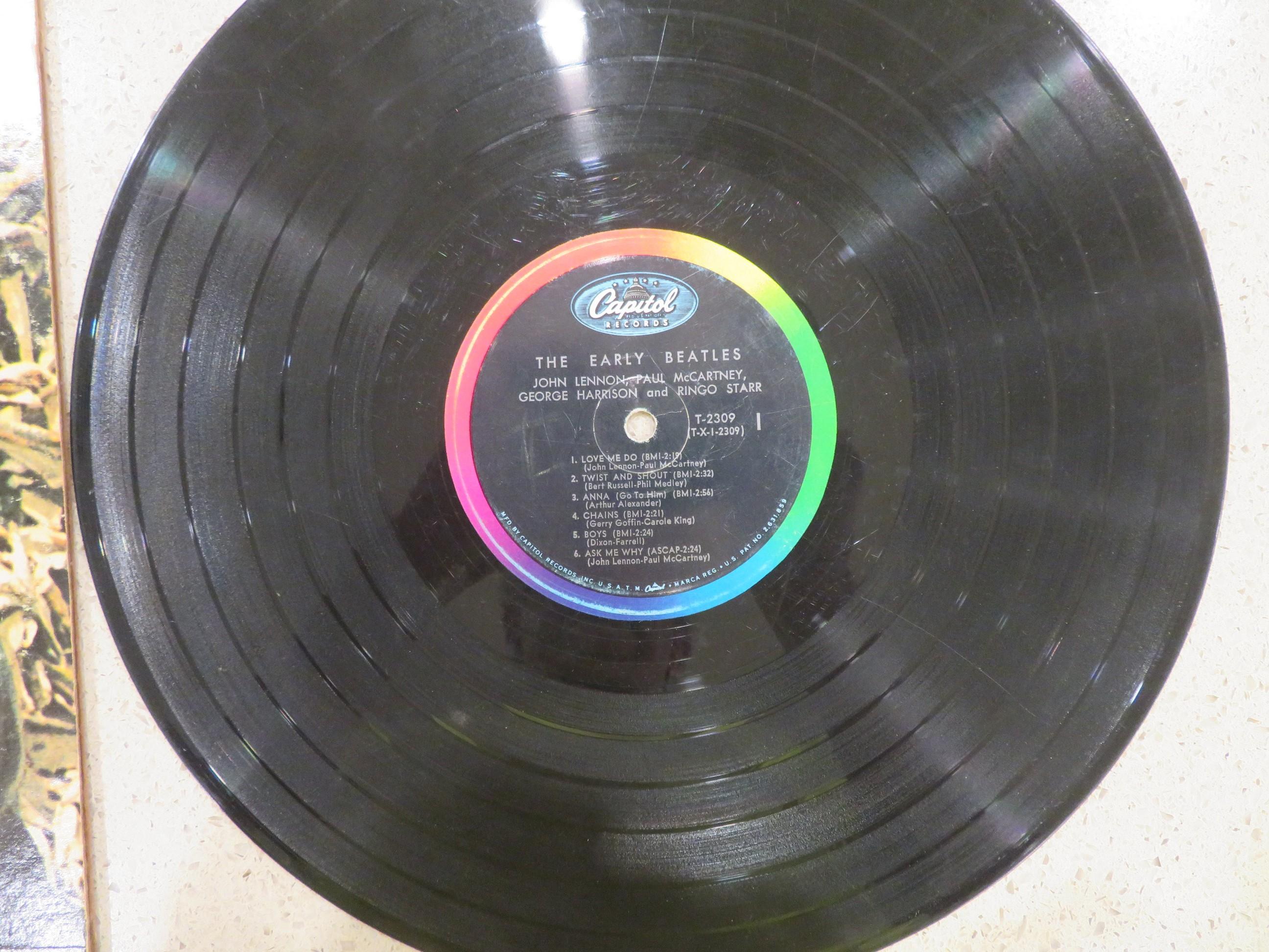vintage Beatles 33rpm record, "The Early Beatles", Capitol, T 2309, etched T1-2309 P3 G; 3 very mino