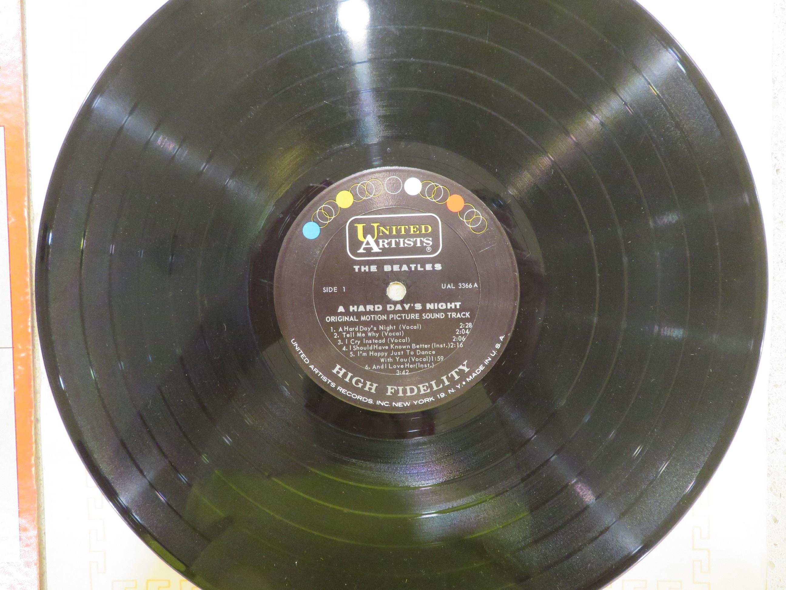 Beatles 33rpm record, "A Hard Day's Night", United Artist, UAL 3366; with sleeve;  NOT ONE SCRATCH;