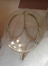 Oval Brass and Glass Coffee table -21.5 x 31 inches