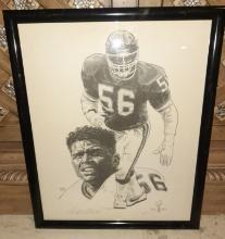 Lawrence Taylor - NY Giants HOF - Pencil signed by artist- 17.5 x 21.5