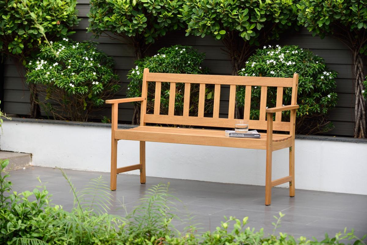 BRAND NEW  OUTDOOR 100% FSC SOLID TEAK FINISH WOOD 2-SEATER BENCH 45" - ORIGINAL PACKAGING