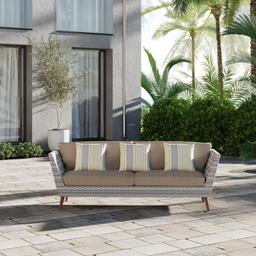 BRAND NEW OUTDOOR 3 SEATER SOFA 84" x 29 WITH BROWN CUSHIONS - ORIGINAL PACKAGING