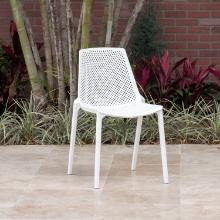 BRAND NEW OUTDOOR RECYCLED RESIN STACKING CHAIR WHITE - ORIGINAL PACKAGING