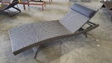 BRAND NEW OUTDOOR GREY SYNETHTIC WICKER/ALUMINUM FOLDING CHAISE LOUNGER WITH HEAD CUSHION - ORIGINAL