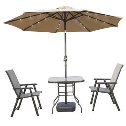 Leisuremod Sierra Modern Steel Market Patio Umbrella With Beige Finish SUBL-9BG