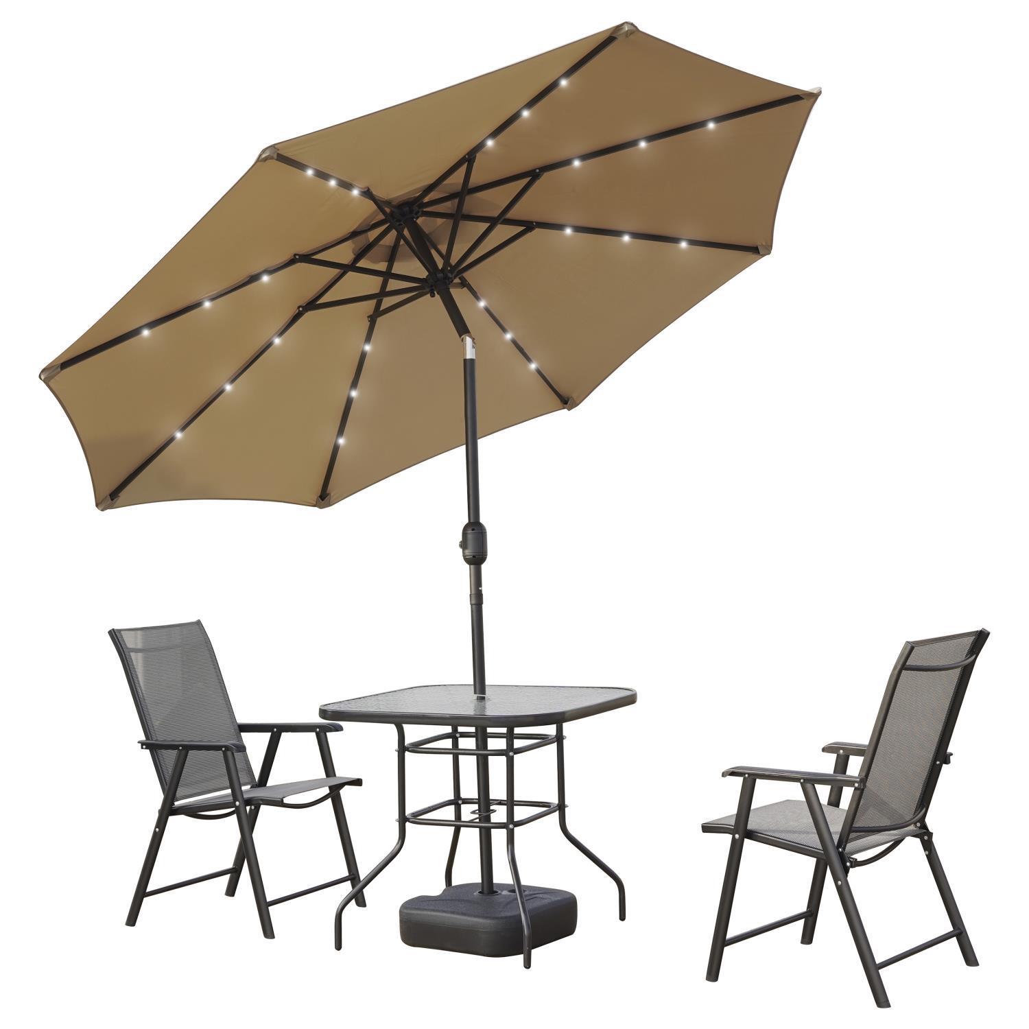 Leisuremod Sierra Modern Steel Market Patio Umbrella With Beige Finish SUBL-9BG