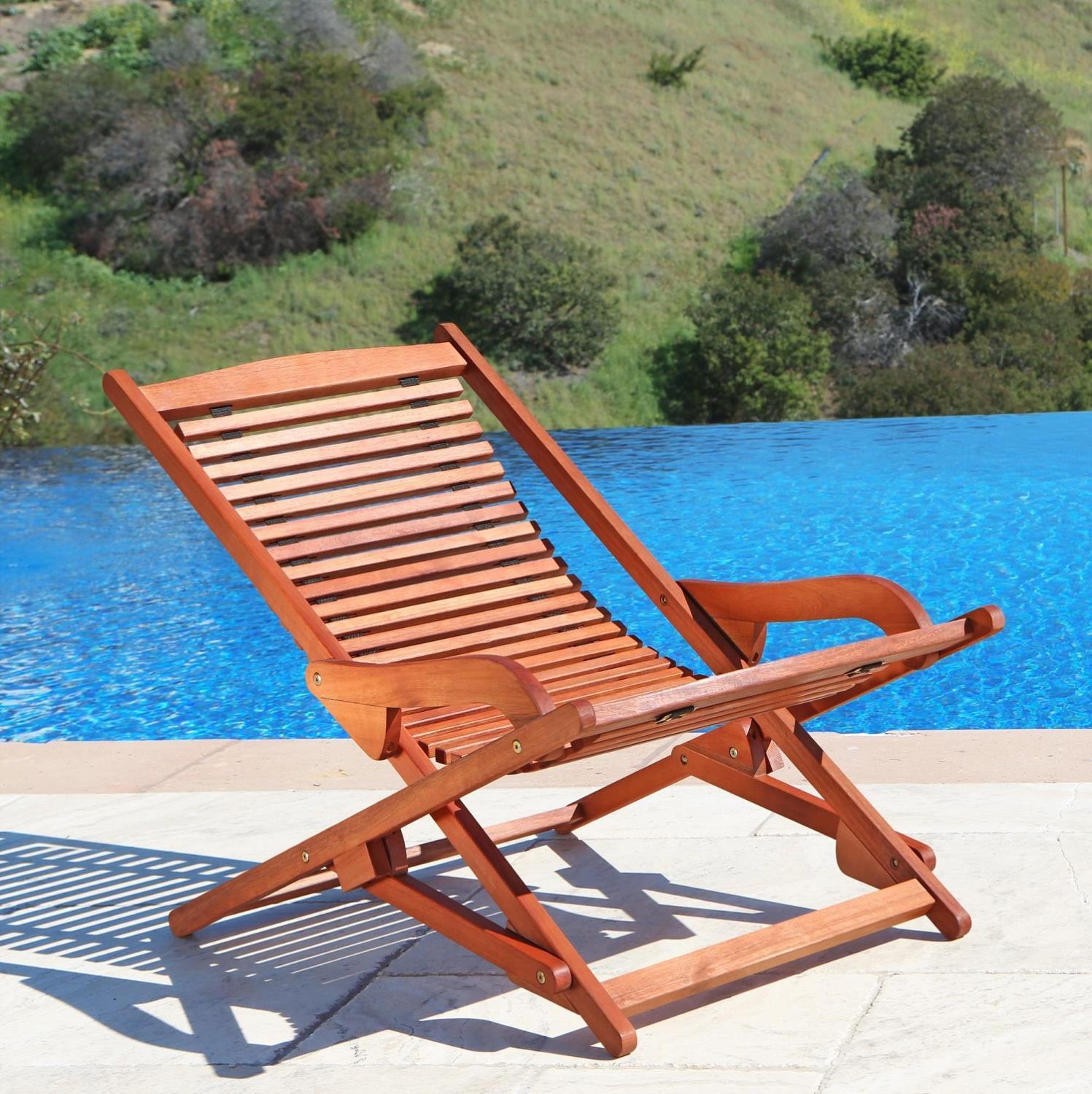 Vifah Malibu Outdoor Wood Folding Lounge V157