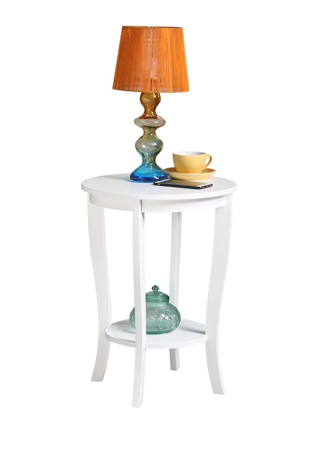 Convenience Concepts American Heritage White Round End Table With Shelf R6-146