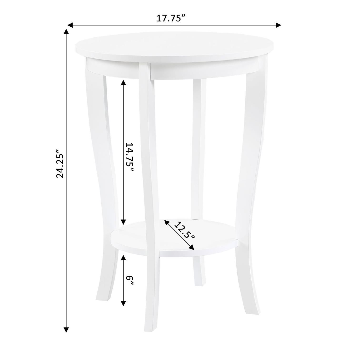 Convenience Concepts American Heritage White Round End Table With Shelf R6-146