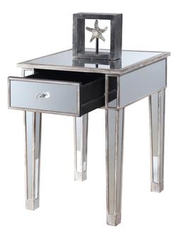 Convenience Concepts Gold Coast Mirrored 1 Drawer End Table U12-181