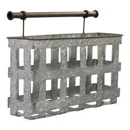 Stratton Home Decor Galvanized Metal Wall Basket S23741