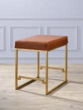 Acme Counter Height Stool in Light Brown PU and Gold Finish 96717