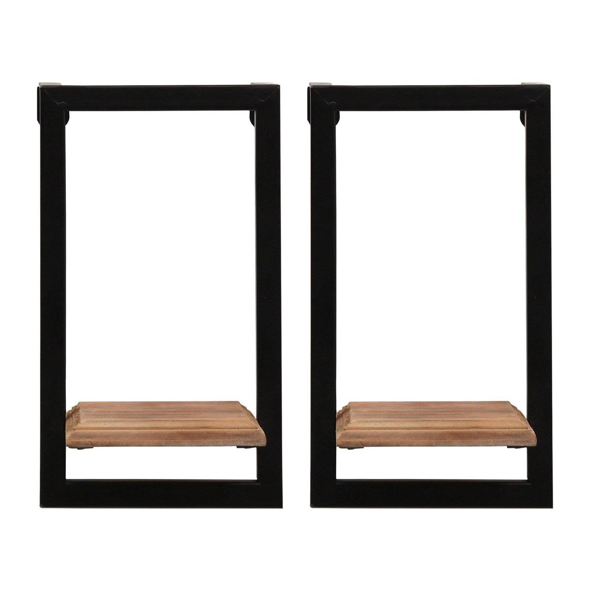 Stratton Home Scandinavian Metal And Wood Set Of 2 Wall Shelf With Black S16070