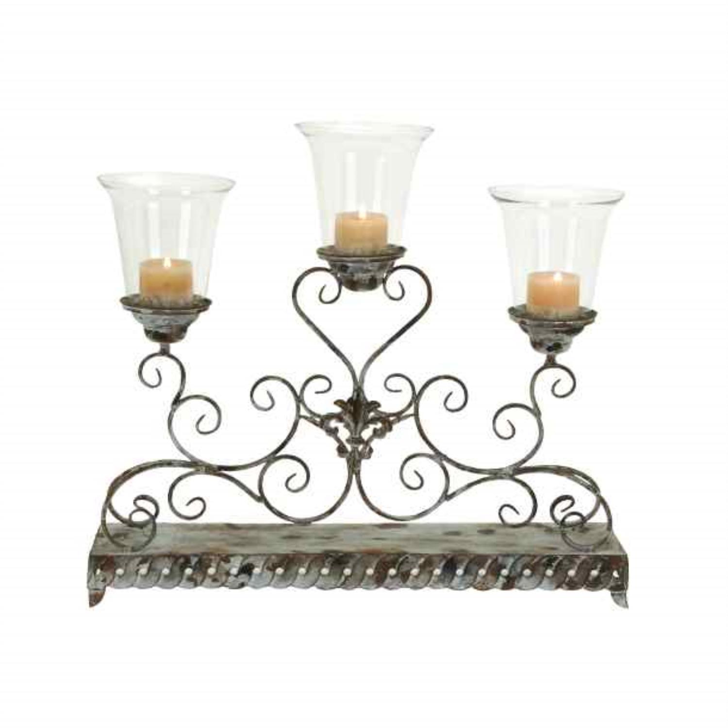 Metal Glass Candelabra 28"W, 25"H 50407