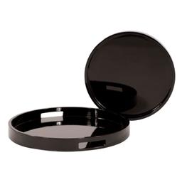 Howard Elliott Black Lacquer Round Wood Tray Set 83026