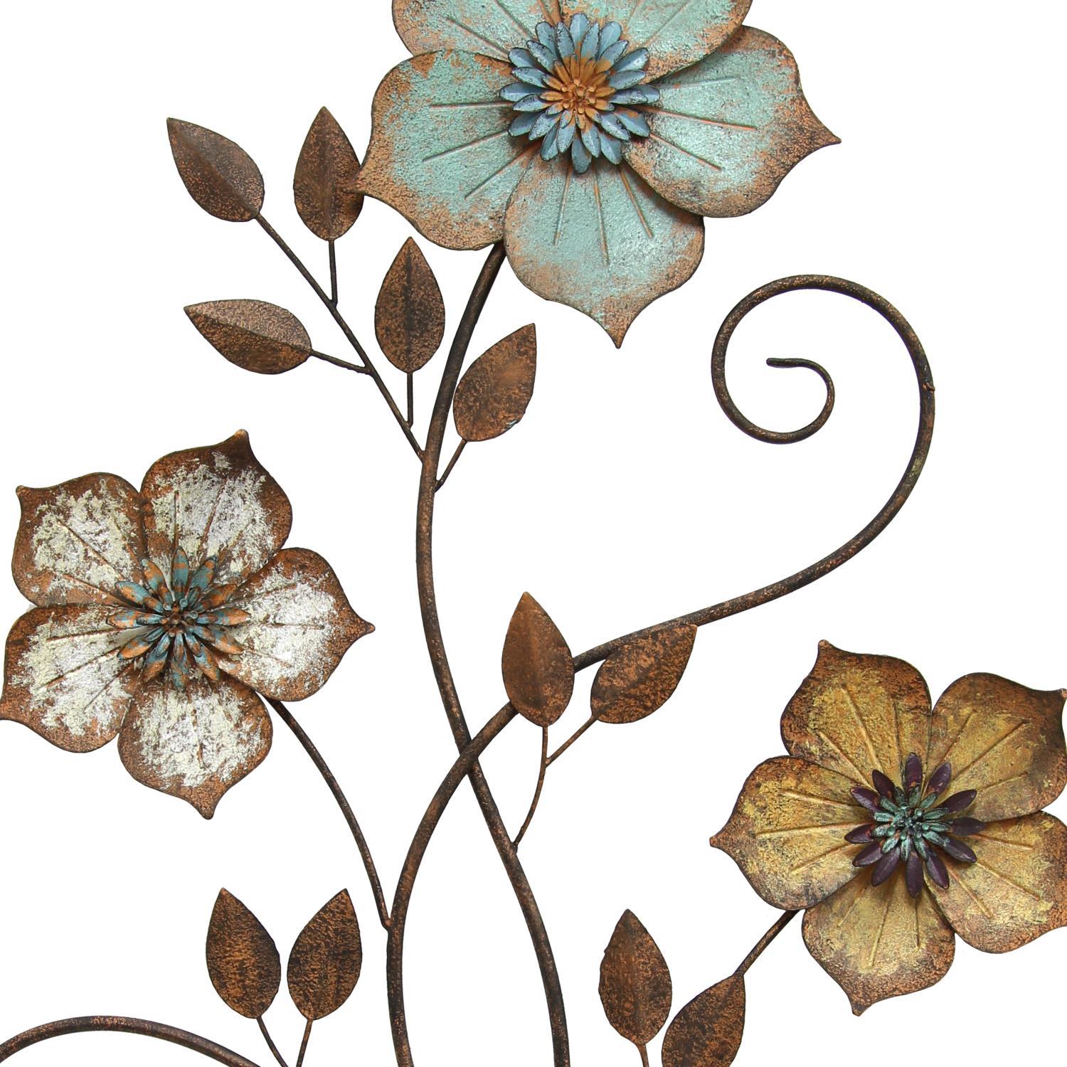 Stratton Home Decor Tricolor Flower Wall Decor S02369