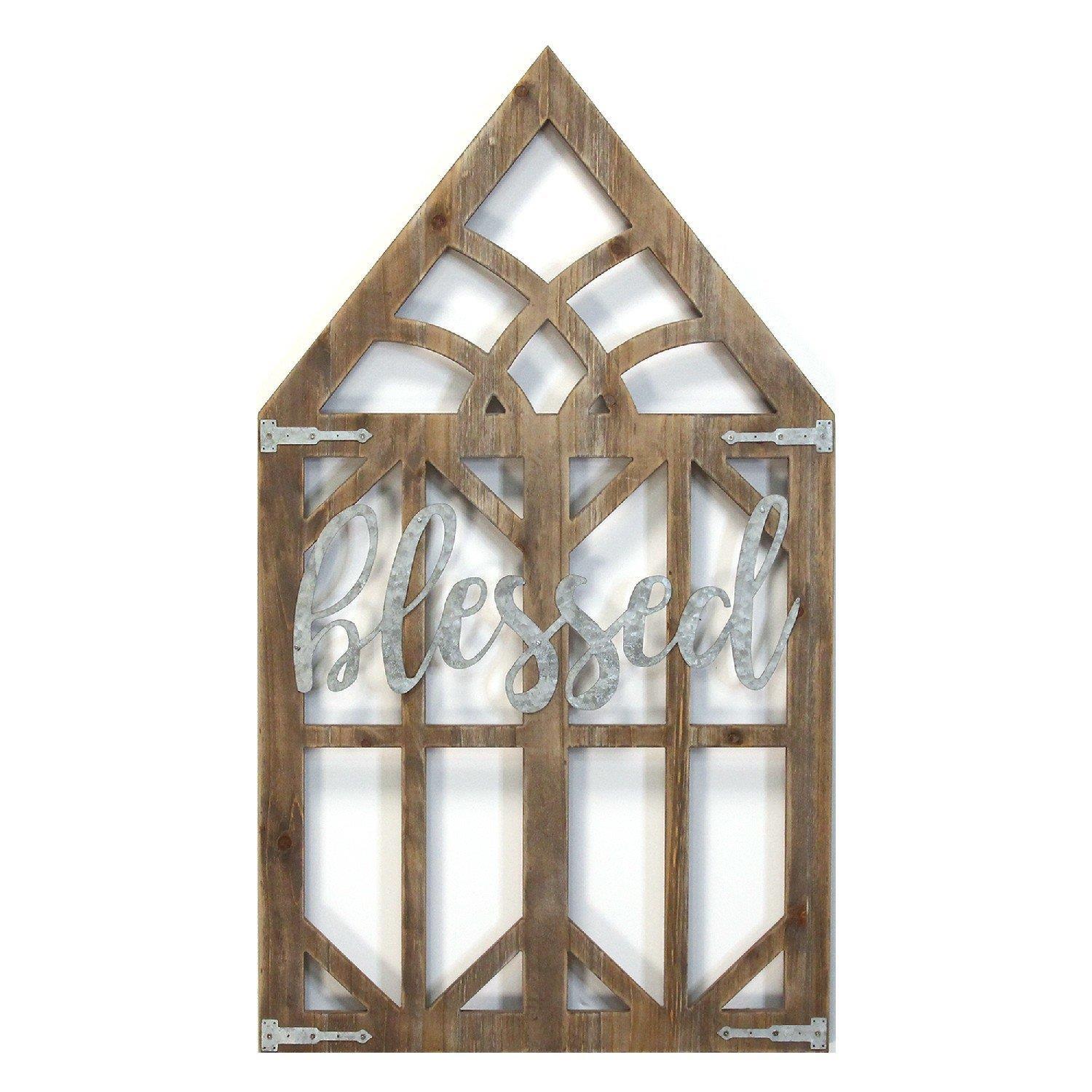 Stratton Home Decor Blessed Laser Cut Wood Window Frame Wall Decor S21060