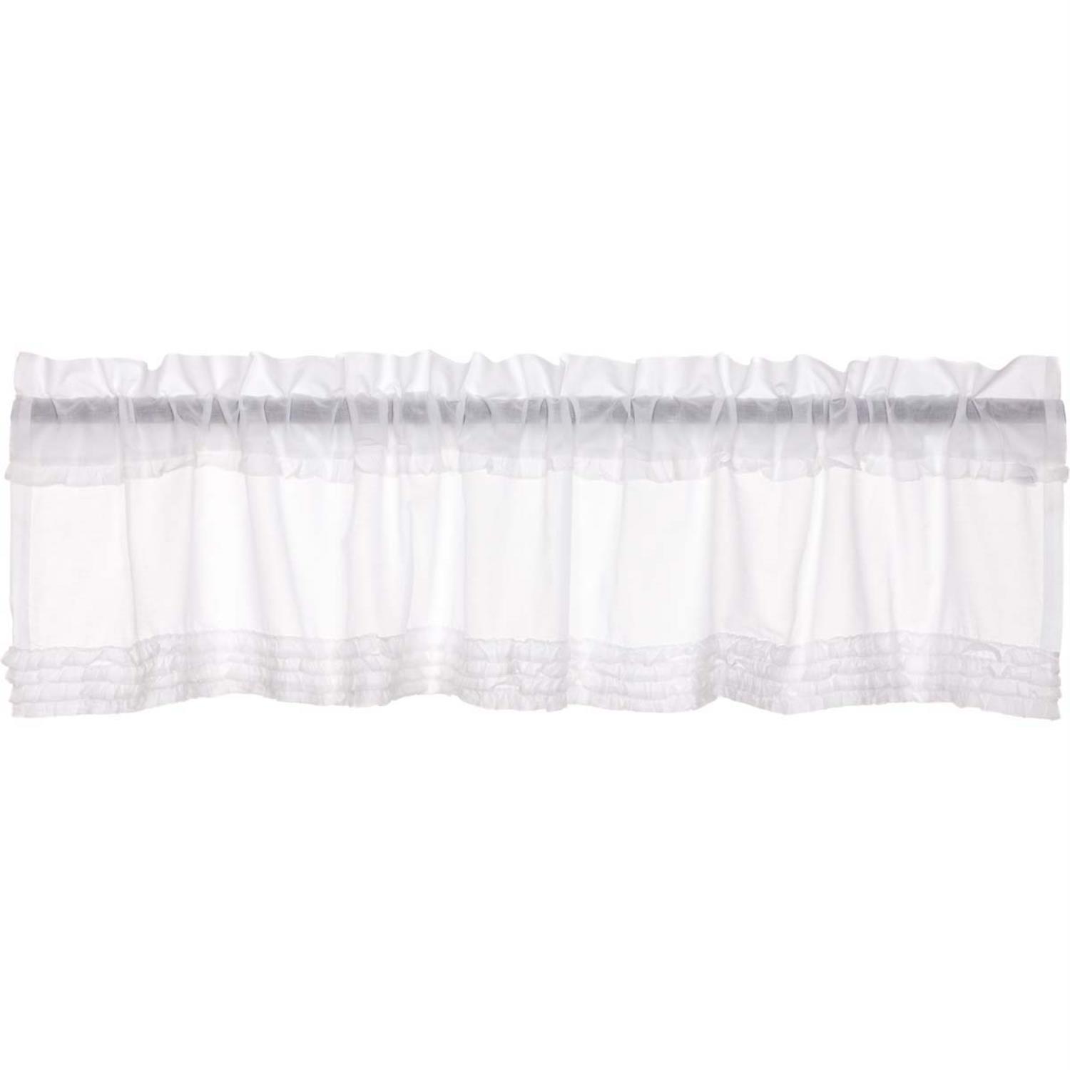 VHC Brand White Ruffled Sheer 16 x 72 Valance 8610