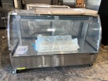 KOOL-IT Deli Case, Outer Glass Broken, Inner Glass Intack, with All Shelfs -  and Locking Casters -