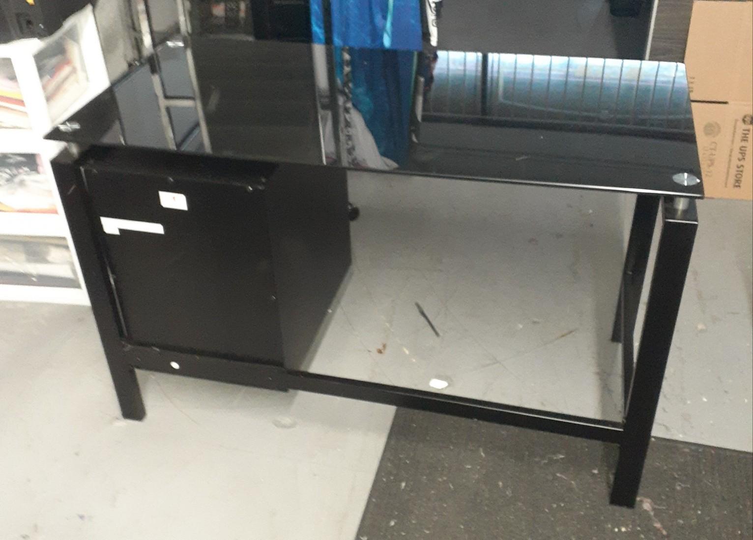 Black Glasstop Desk -46 in long