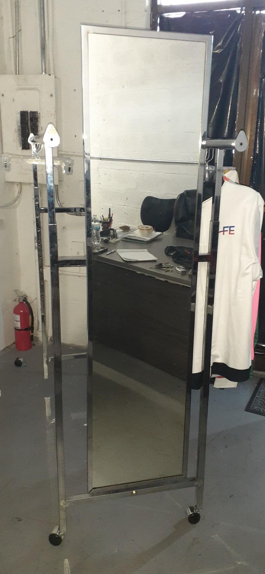 Double Clothing Rack with Mirror - 60 in long on casters