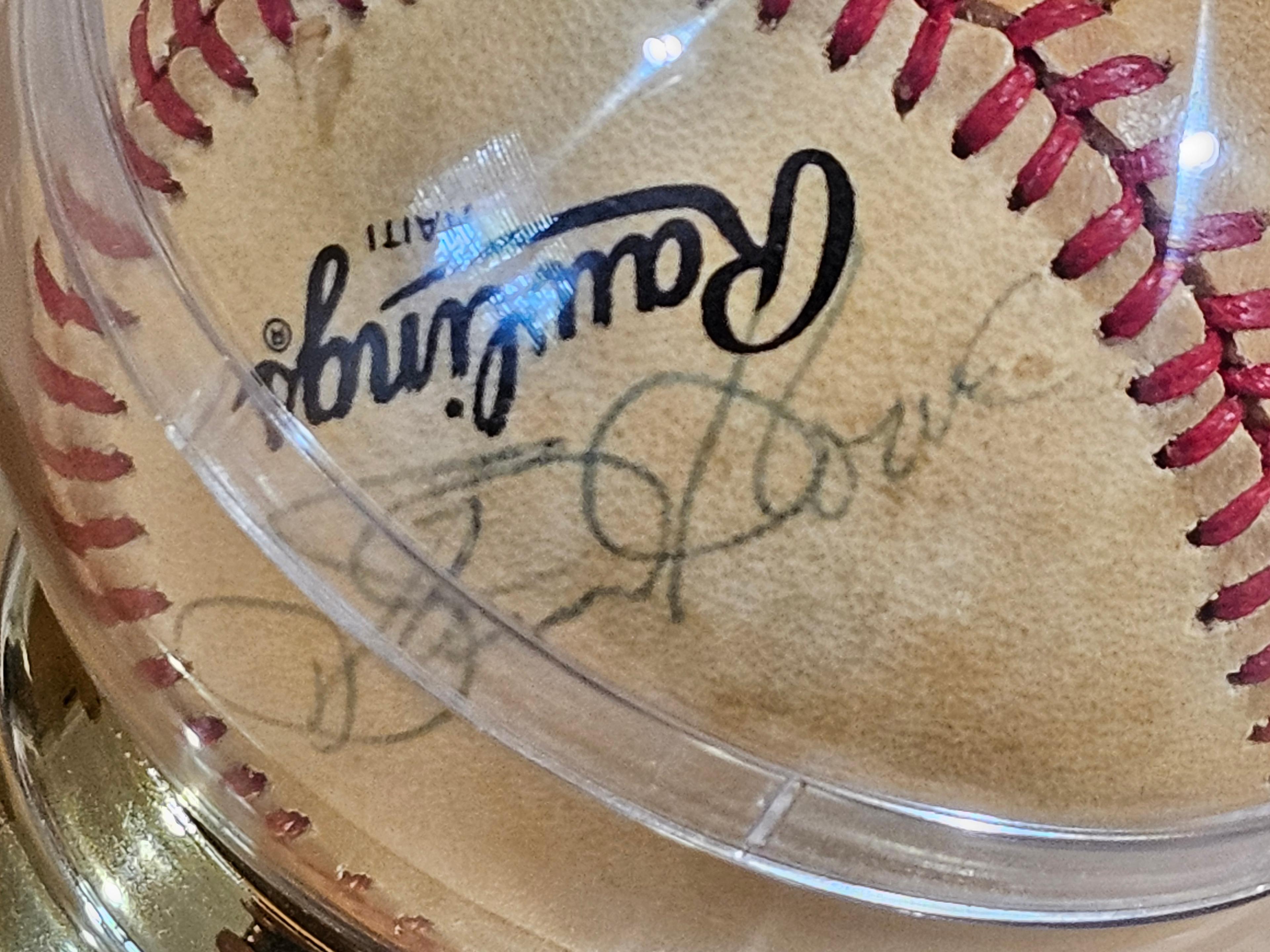 Baseball Signed by Two Players in Display Case