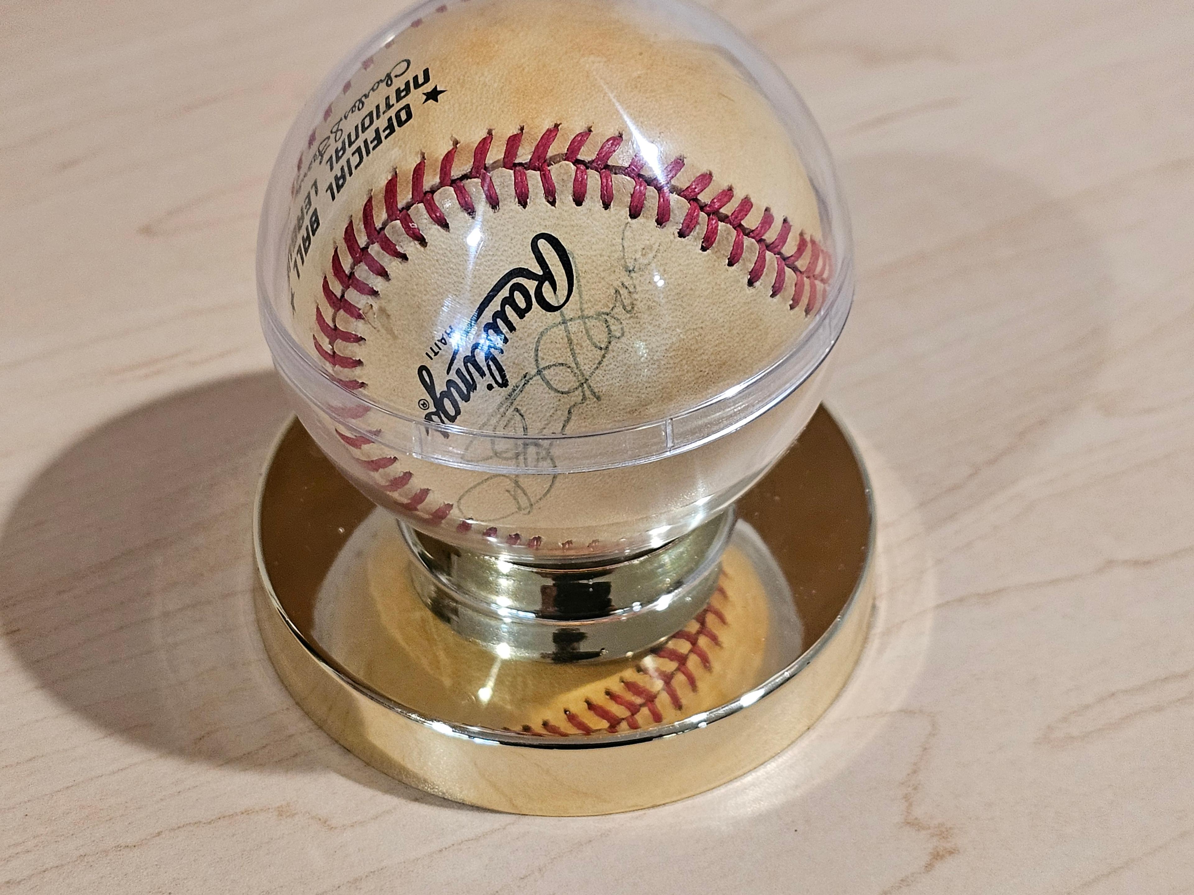 Baseball Signed by Two Players in Display Case