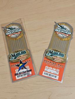 Florida Marlins 2004 Opening Day Tickets in Protective Sleeve and Laniard