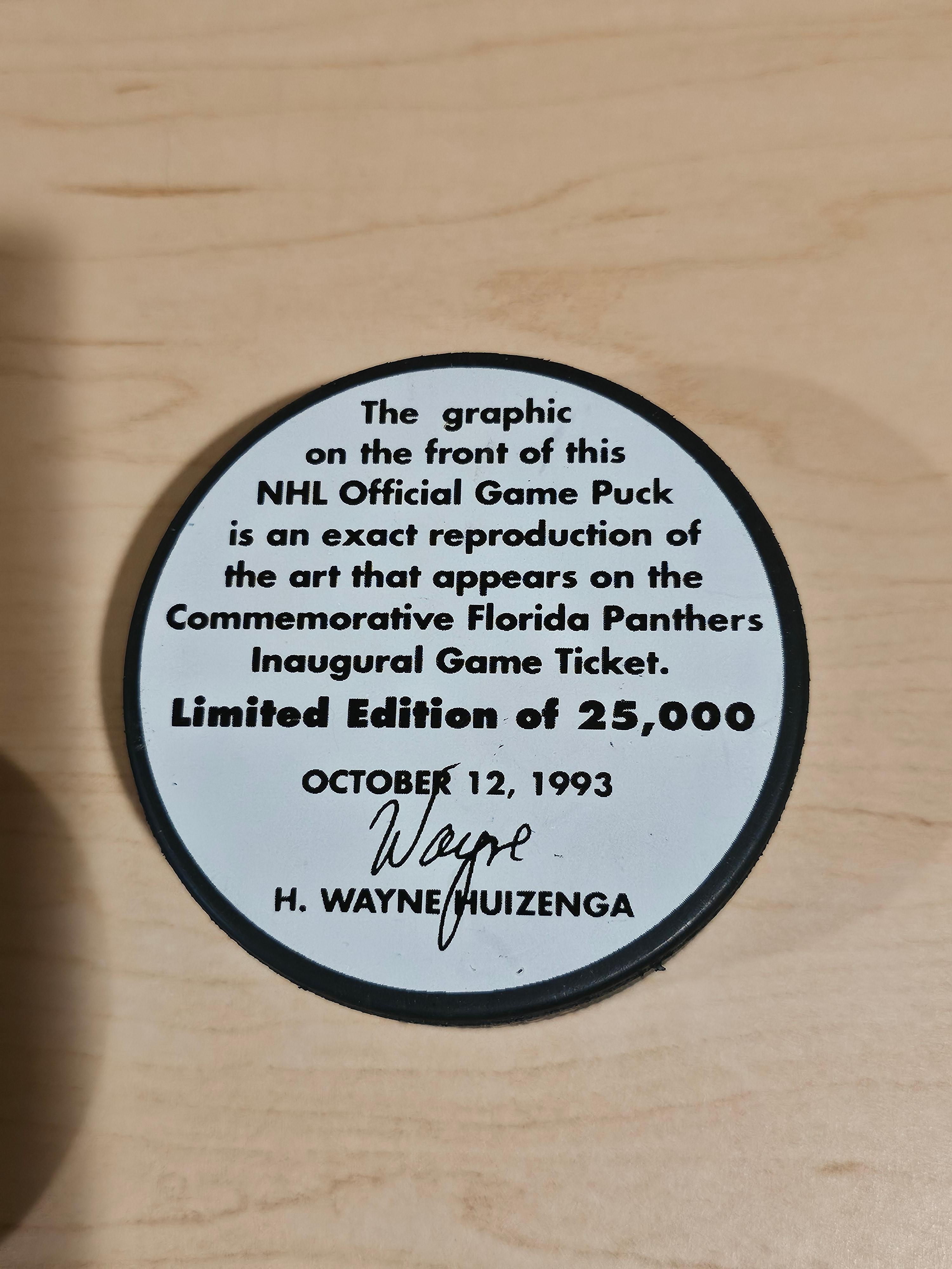 Florida Panthers Limited Edition Game Puck