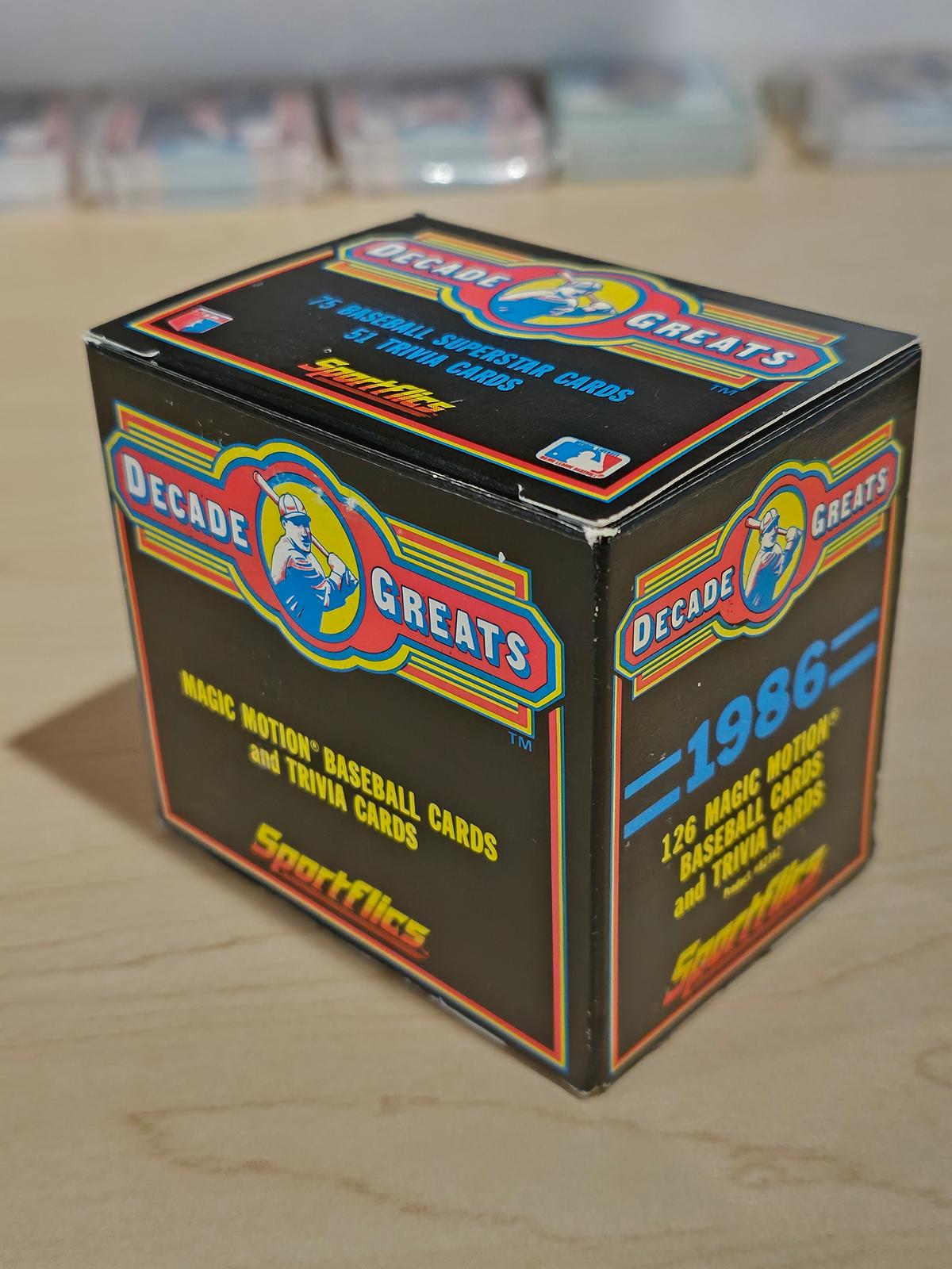 Sportflics 1986 Magic Motion Decade Greats Baseball and Trivia Cards Box