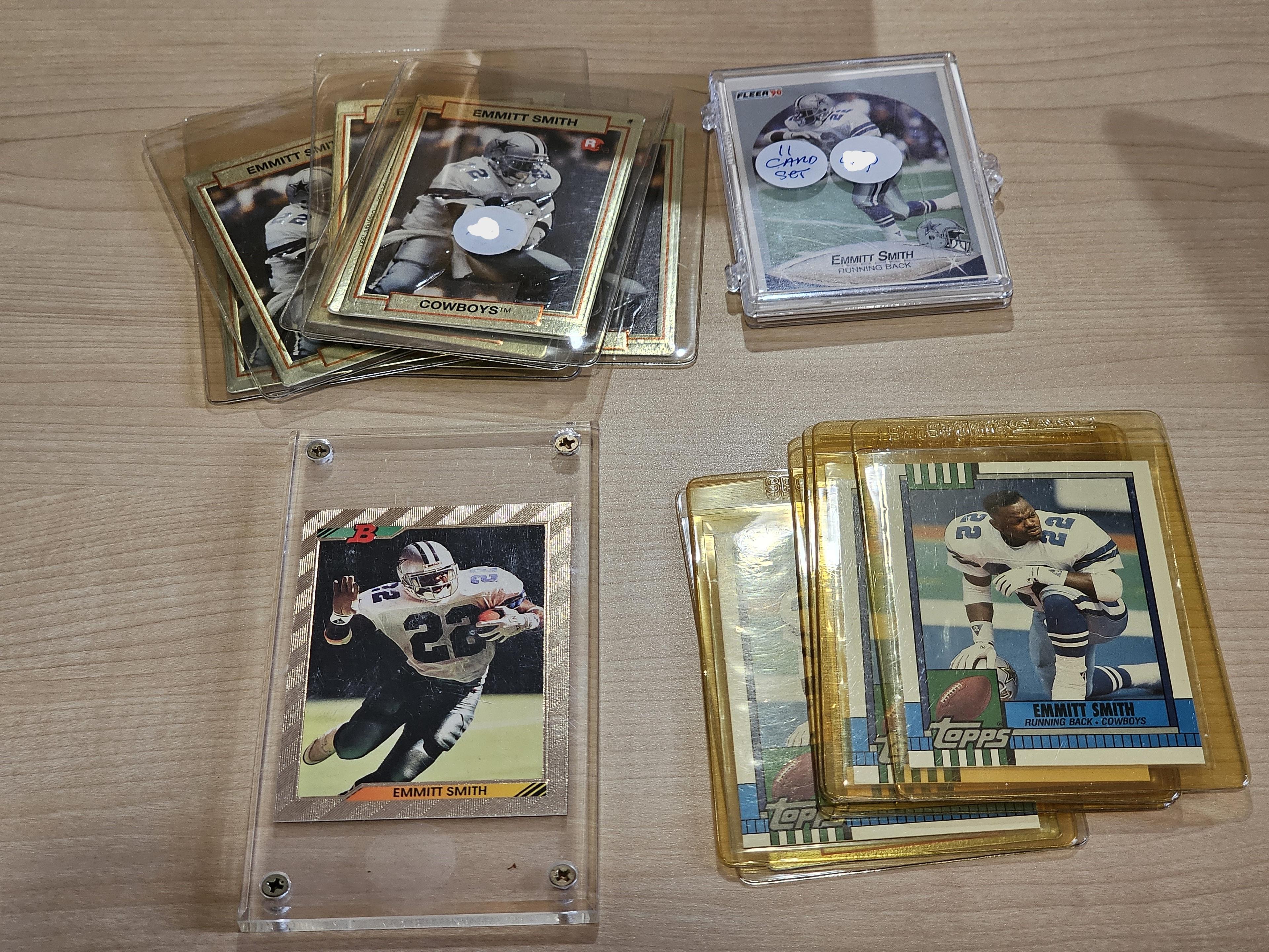 Emmit Smith Trading Cards in Plastic Protective Sleeves and Cases